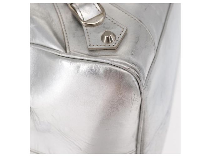 BALENCIAGA Borsa a Mano Grease in Pelle Argento 203249 Auth bs30812 - vista 10