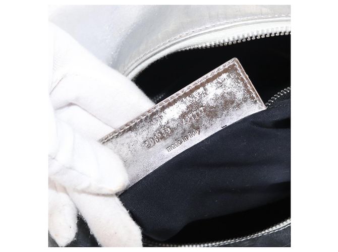 BALENCIAGA Borsa a Mano Grease in Pelle Argento 203249 Auth bs30812 - vista 12