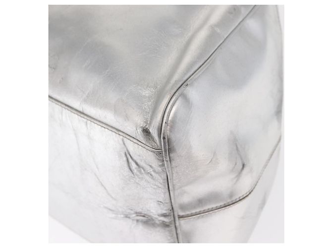 BALENCIAGA Borsa a Mano Grease in Pelle Argento 203249 Auth bs30812 - vista 16