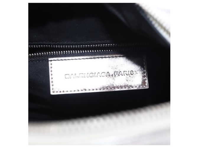 BALENCIAGA Borsa a Mano Grease in Pelle Argento 203249 Auth bs30812 - vista 19