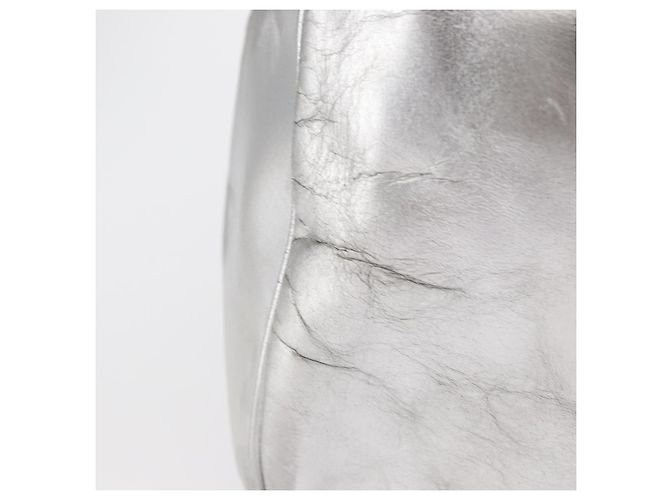BALENCIAGA Borsa a Mano Grease in Pelle Argento 203249 Auth bs30812 - vista 3