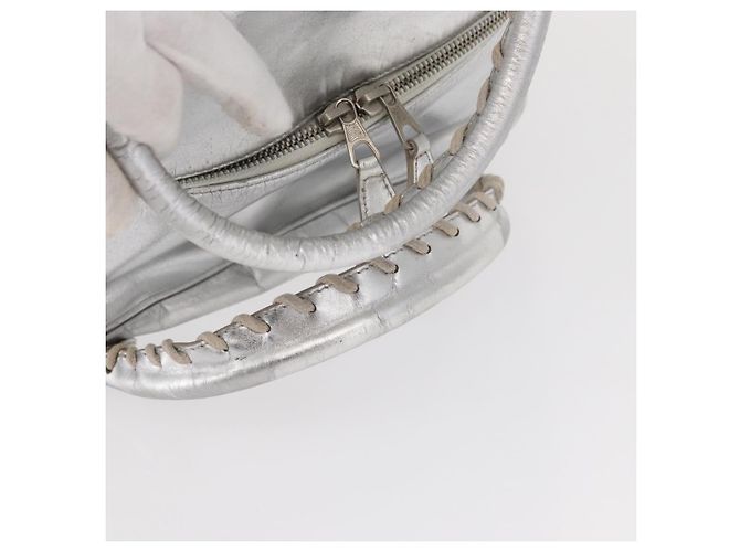 BALENCIAGA Borsa a Mano Grease in Pelle Argento 203249 Auth bs30812 - vista 8