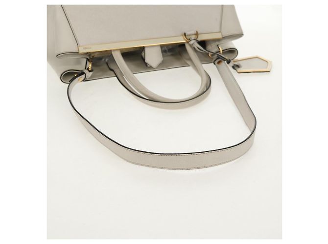 Borsa a mano FENDI 2Jours in pelle 2 in 1 bianco oro Auth bs30333 D'oro - vista 10