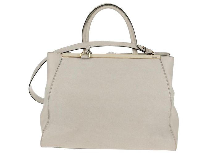 Borsa a mano FENDI 2Jours in pelle 2 in 1 bianco oro Auth bs30333 D'oro - vista 13