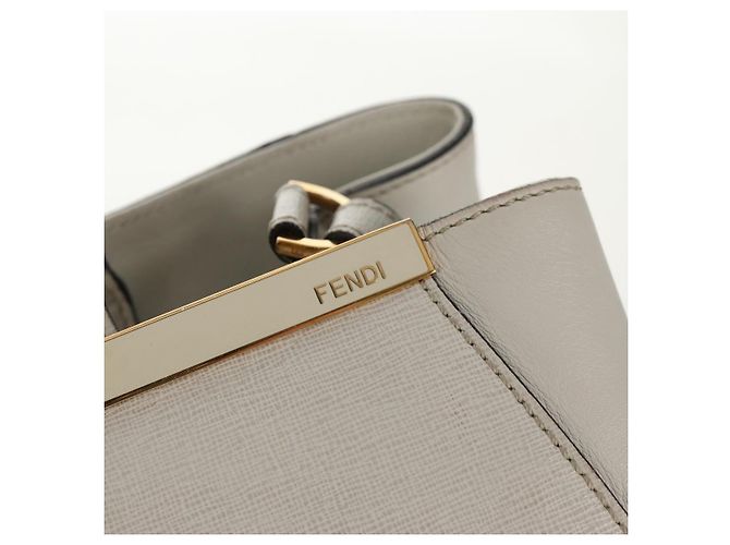 Borsa a mano FENDI 2Jours in pelle 2 in 1 bianco oro Auth bs30333 D'oro - vista 19