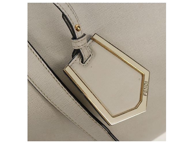 Borsa a mano FENDI 2Jours in pelle 2 in 1 bianco oro Auth bs30333 D'oro - vista 20