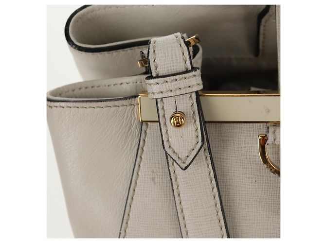 Borsa a mano FENDI 2Jours in pelle 2 in 1 bianco oro Auth bs30333 D'oro - vista 21