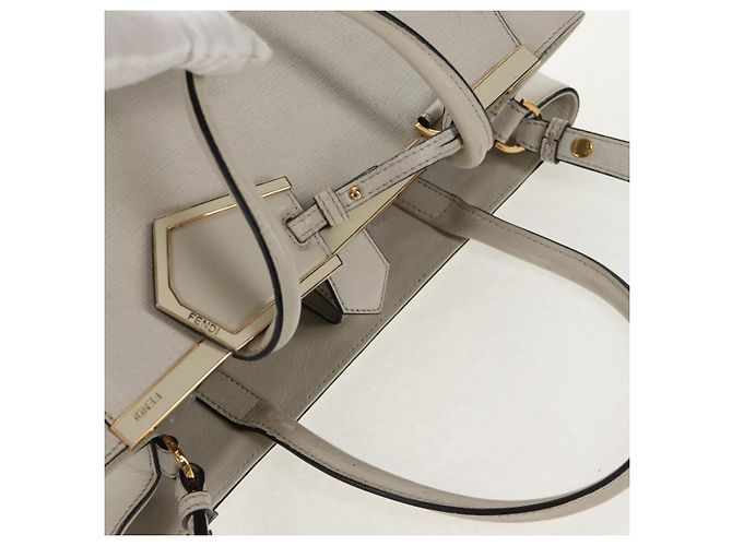 Borsa a mano FENDI 2Jours in pelle 2 in 1 bianco oro Auth bs30333 D'oro - vista 6