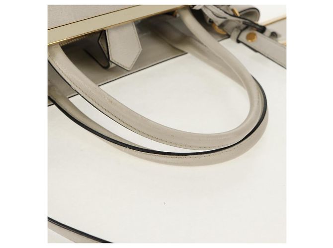 Borsa a mano FENDI 2Jours in pelle 2 in 1 bianco oro Auth bs30333 D'oro - vista 7