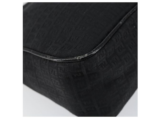Borsa a Spalla in Tela Zucchino FENDI Nera Argento Auth 149754 Nero - vista 14
