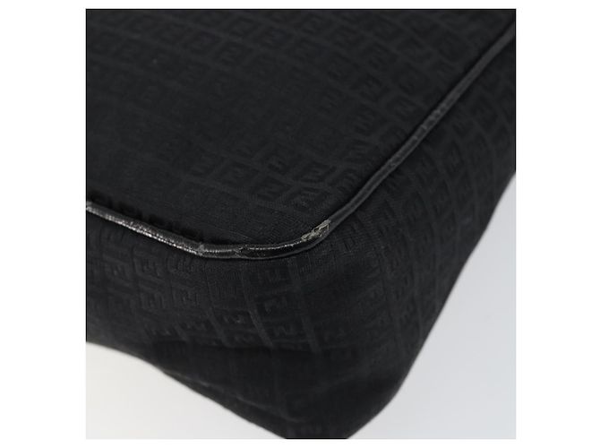Borsa a Spalla in Tela Zucchino FENDI Nera Argento Auth 149754 Nero - vista 15