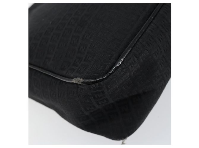 Borsa a Spalla in Tela Zucchino FENDI Nera Argento Auth 149754 Nero - vista 16