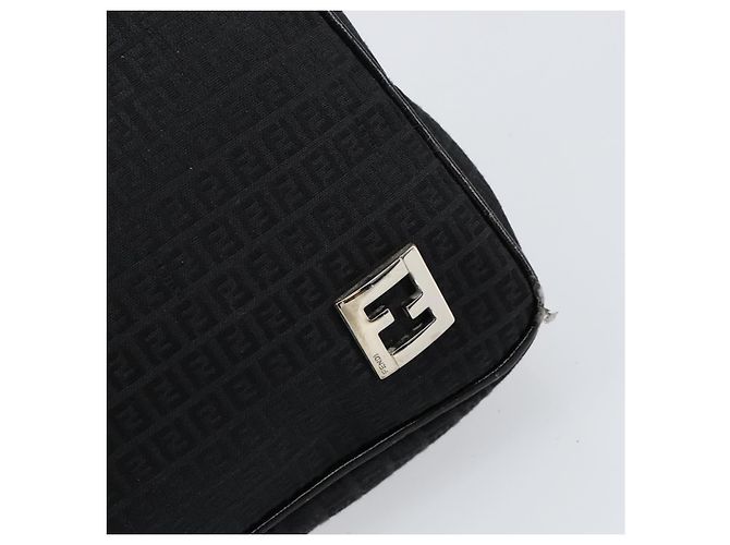 Borsa a Spalla in Tela Zucchino FENDI Nera Argento Auth 149754 Nero - vista 17