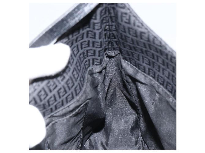 Borsa a Spalla in Tela Zucchino FENDI Nera Argento Auth 149754 Nero - vista 19