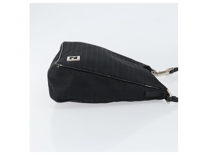 Borsa a Spalla in Tela Zucchino FENDI Nera Argento Auth 149754 Nero - vista 3