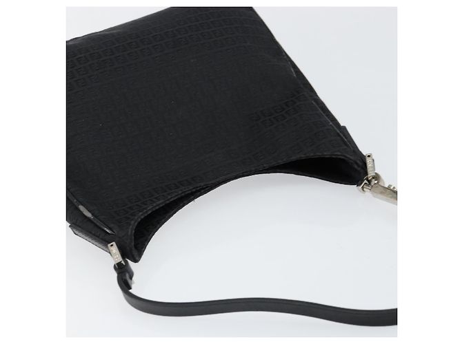Borsa a Spalla in Tela Zucchino FENDI Nera Argento Auth 149754 Nero - vista 6