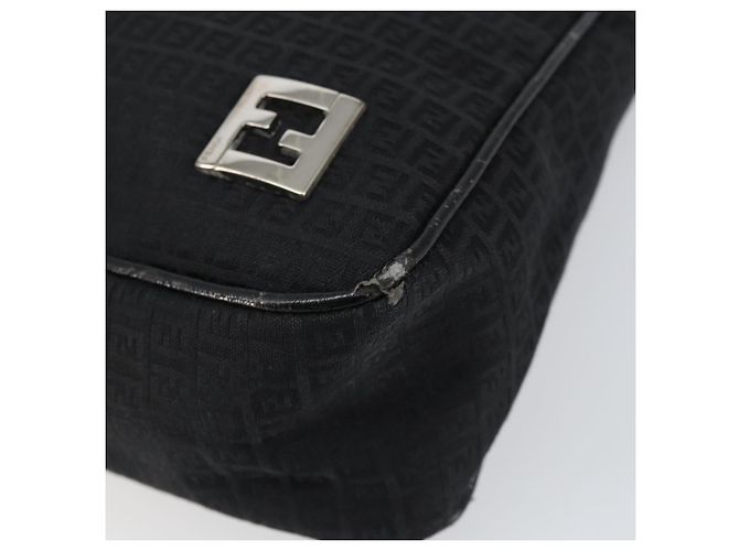Borsa a Spalla in Tela Zucchino FENDI Nera Argento Auth 149754 Nero - vista 9