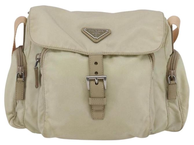 PRADA Shoulder Bag Nylon Beige Auth ki5997 - view 13