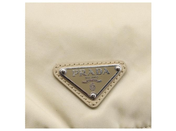 PRADA Shoulder Bag Nylon Beige Auth ki5997 - view 18