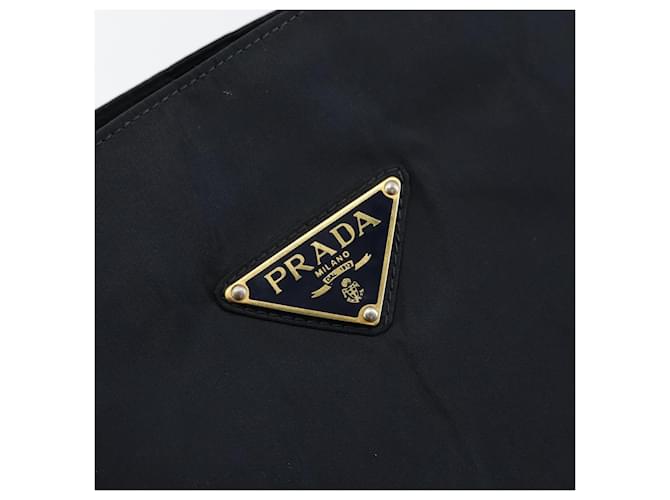Borsa a mano PRADA in nylon blu navy e oro Auth bs29879 D'oro - vista 17