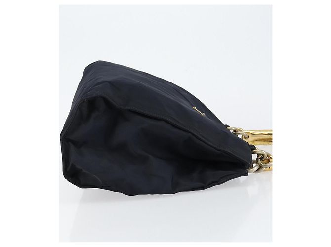 Borsa a mano PRADA in nylon blu navy e oro Auth bs29879 D'oro - vista 3