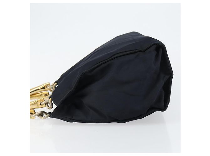 Borsa a mano PRADA in nylon blu navy e oro Auth bs29879 D'oro - vista 4