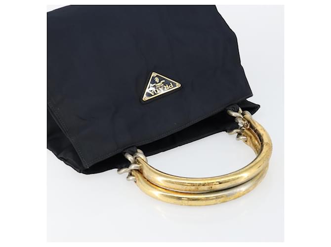 Borsa a mano PRADA in nylon blu navy e oro Auth bs29879 D'oro - vista 6