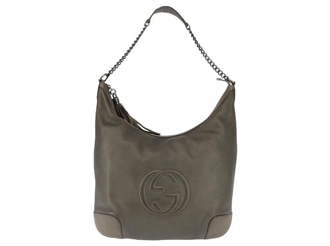 Borsa a spalla in pelle Gucci Soho Chain grigia 326706 Auth 146271 Marrone - vista 13