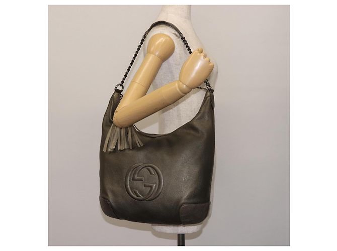 Borsa a spalla in pelle Gucci Soho Chain grigia 326706 Auth 146271 Marrone - vista 22