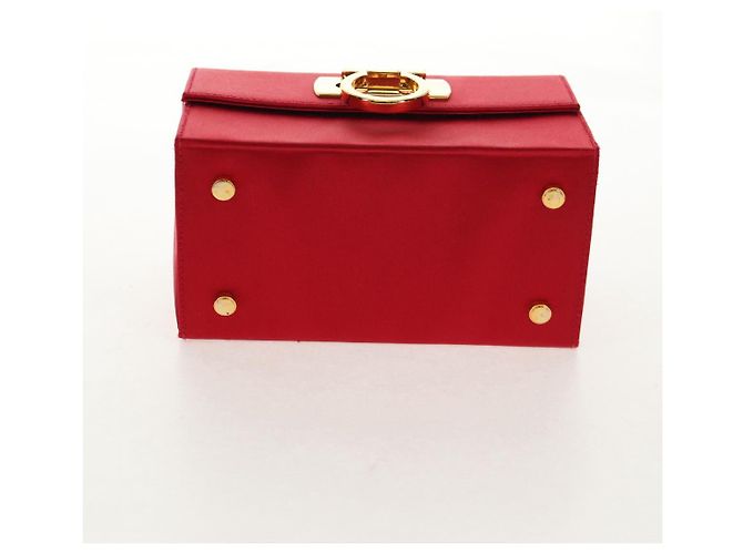 Borsa a mano Gancini in raso rosso e oro Auth 145507V di Salvatore Ferragamo D'oro - vista 5