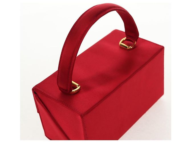 Borsa a mano Gancini in raso rosso e oro Auth 145507V di Salvatore Ferragamo D'oro - vista 6