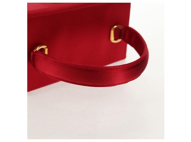 Borsa a mano Gancini in raso rosso e oro Auth 145507V di Salvatore Ferragamo D'oro - vista 7