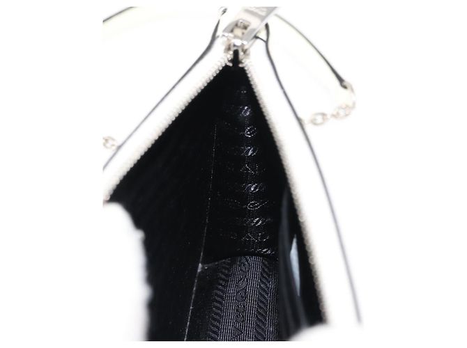 Saffiano Borsa a spalla PRADA in pelle Safiano bianca argento Auth bs29803 Bianco - vista 19