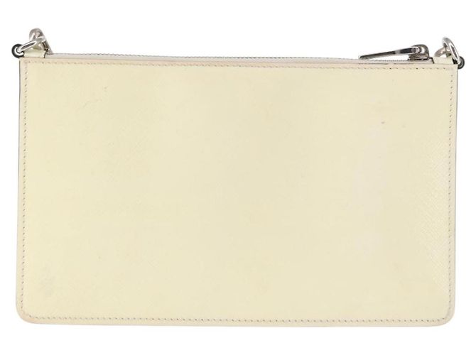 Saffiano Borsa a spalla PRADA in pelle Safiano bianca argento Auth bs29803 Bianco - vista 2