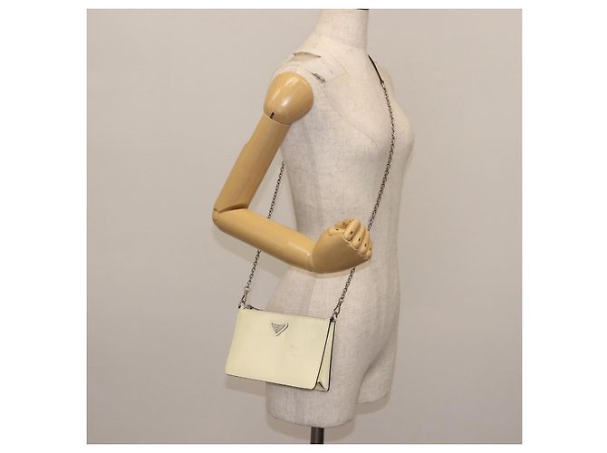 Saffiano Borsa a spalla PRADA in pelle Safiano bianca argento Auth bs29803 Bianco - vista 22