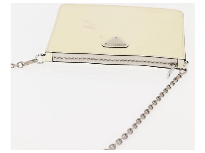 Saffiano Borsa a spalla PRADA in pelle Safiano bianca argento Auth bs29803 Bianco - vista 6