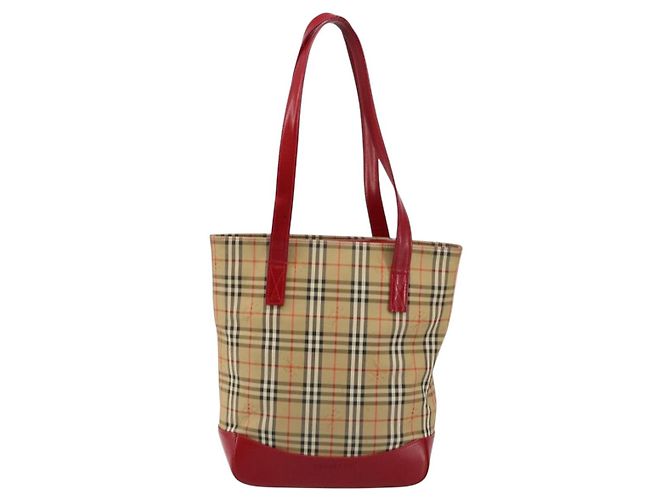 Borsa Tote Nova Check in Tela Beige Oro Auth BA6606 di BURBERRY D'oro - vista 13