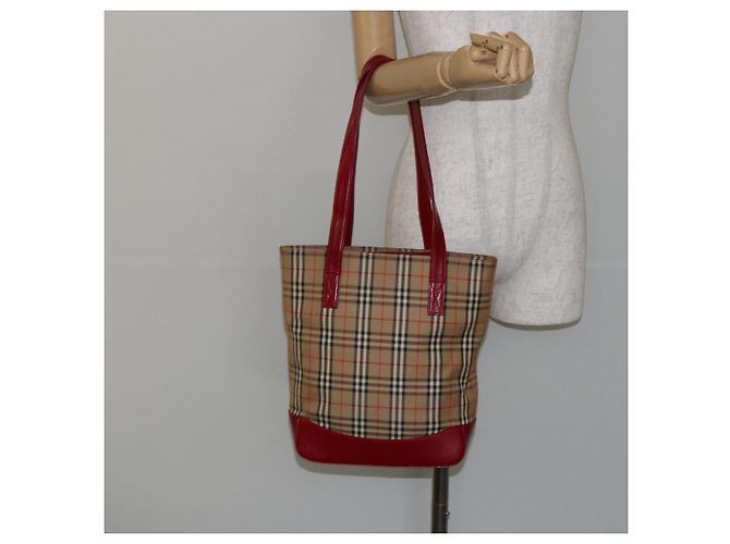Borsa Tote Nova Check in Tela Beige Oro Auth BA6606 di BURBERRY D'oro - vista 18