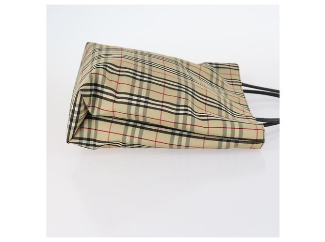 Borsa Tote in Tela e Pelle Nova Check BURBERRY 2 pezzi Nero Beige Auth 143395 - vista 4