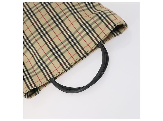 Borsa Tote in Tela e Pelle Nova Check BURBERRY 2 pezzi Nero Beige Auth 143395 - vista 5