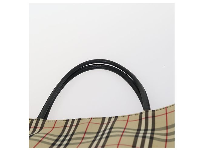 Borsa Tote in Tela e Pelle Nova Check BURBERRY 2 pezzi Nero Beige Auth 143395 - vista 6