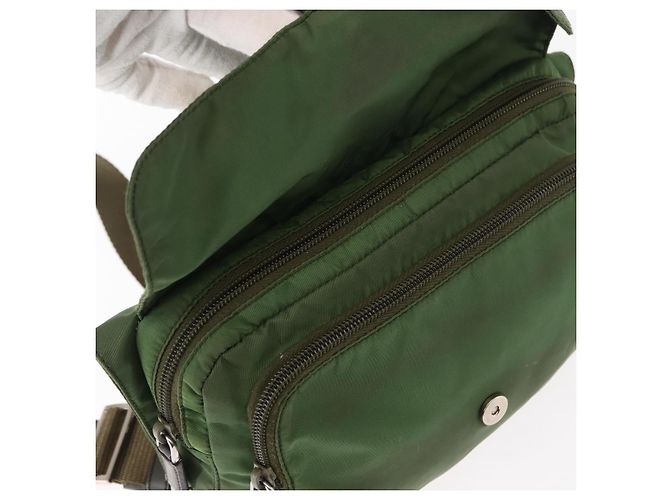 PRADA Schultertasche Nylon Grün Silber Authentisch 147192 - Ansicht 10