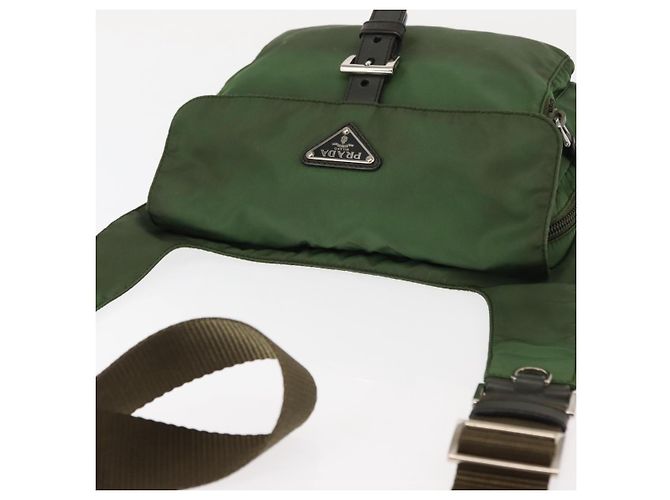 PRADA Schultertasche Nylon Grün Silber Authentisch 147192 - Ansicht 6