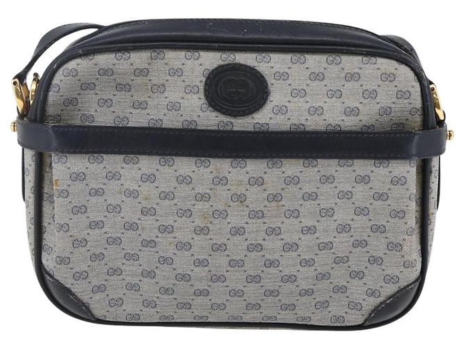 Gucci Borsa a Spalla Micro GG in Tela PVC Pelle Blu Auth BA6762 Blu navy - vista 13