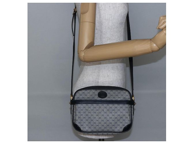 Gucci Borsa a Spalla Micro GG in Tela PVC Pelle Blu Auth BA6762 Blu navy - vista 22