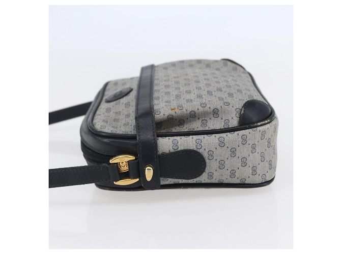 Gucci Borsa a Spalla Micro GG in Tela PVC Pelle Blu Auth BA6762 Blu navy - vista 3