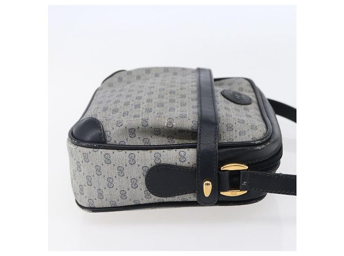 Gucci Borsa a Spalla Micro GG in Tela PVC Pelle Blu Auth BA6762 Blu navy - vista 4