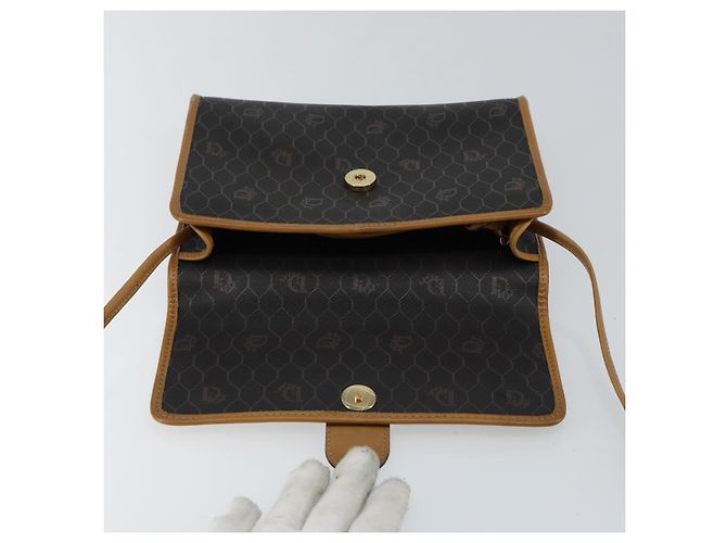 Borsa a Spalla in Tela Honeycomb PVC Nera e Dorata Auth BA6582 Christian Dior Nero D'oro - vista 10
