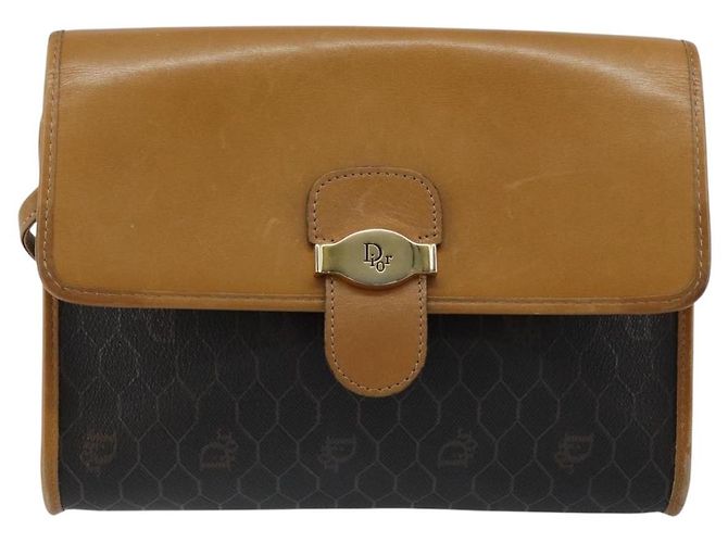 Borsa a Spalla in Tela Honeycomb PVC Nera e Dorata Auth BA6582 Christian Dior Nero D'oro - vista 13