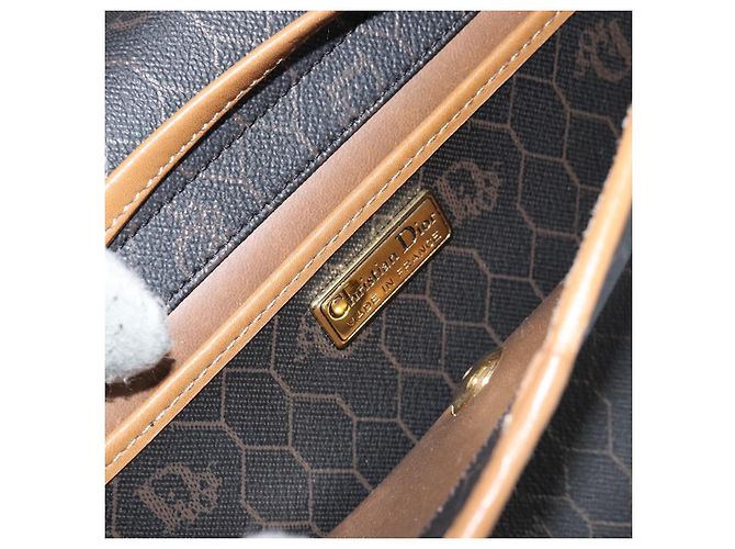 Borsa a Spalla in Tela Honeycomb PVC Nera e Dorata Auth BA6582 Christian Dior Nero D'oro - vista 18